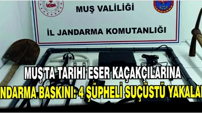 Muş'ta tarihi eser kaçakçılarına jandarma baskını: 4 şüpheli suçüstü yakalandı