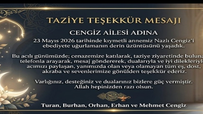 Cengiz Ailesinden Taziye Teşekkür Mesajı