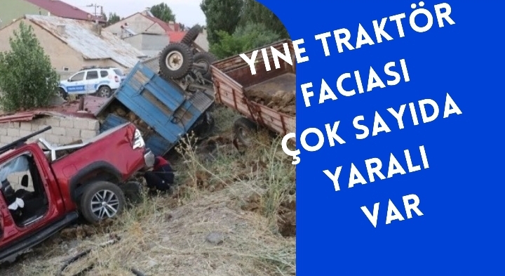 Kamyonet ile tezek yüklü traktör çarpıştı, çok sayıda yaralı var