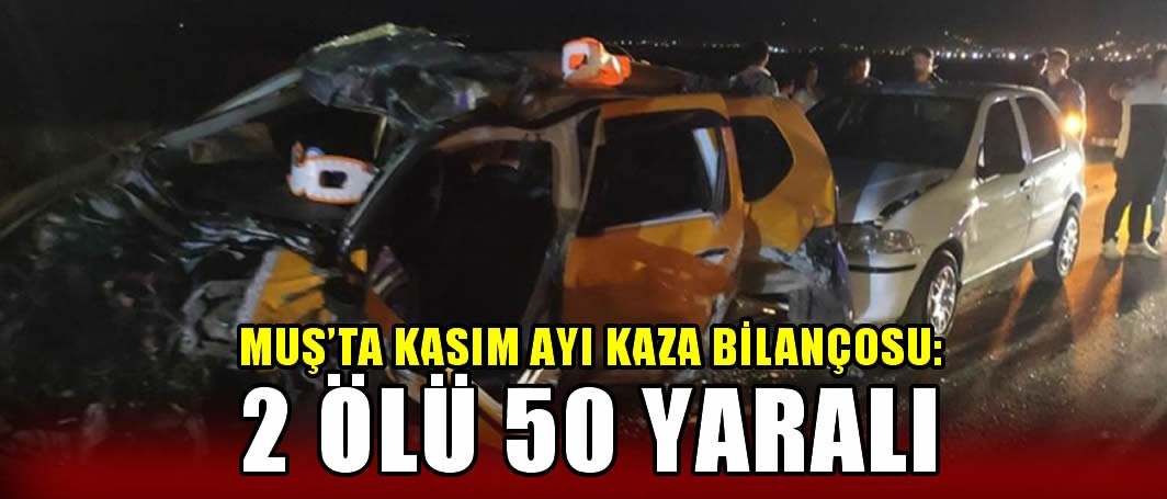 Muş’ta kasım ayı kaza bilançosu: 2 ölü 50 yaralı