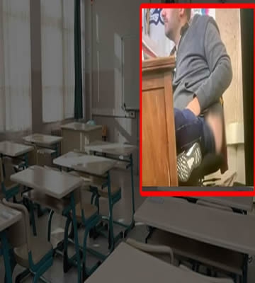 Sınıfta uygunsuz halde görüntülenen öğretmen pes dedirtti…