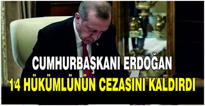 Cumhurbaşkanı Erdoğan 14 hükümlünün cezasını kaldırdı