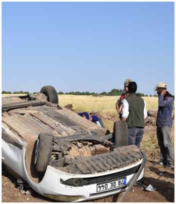 Şarampole devrilen otomobildeki 6 kişi yaralandı