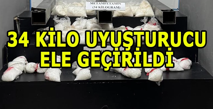 34 Kilogram sentetik uyuşturucu ele geçirildi