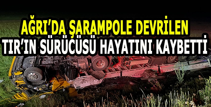 Ağrı'da şarampole devrilen tırın sürücüsü hayatını kaybetti