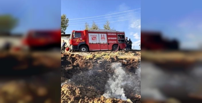 Erzurum'da evde çıkan ve bitişik evlere sıçrayan yangına müdahale ediliyor