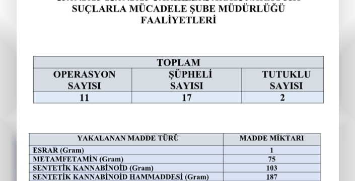 Ordu'da uyuşturucu operasyonu: Çok sayıda sentetik kannabinoid ve metamfetamin ele geçirildi