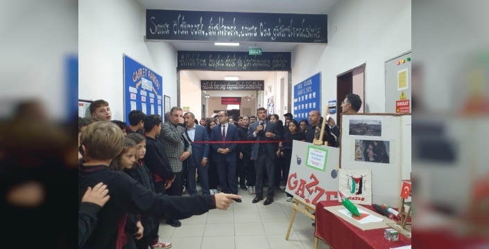 Erzurum'da ortaokulluların yürek burkan Gazze sergisi: Öğrenciler farkındalık için sanatla ses oldu