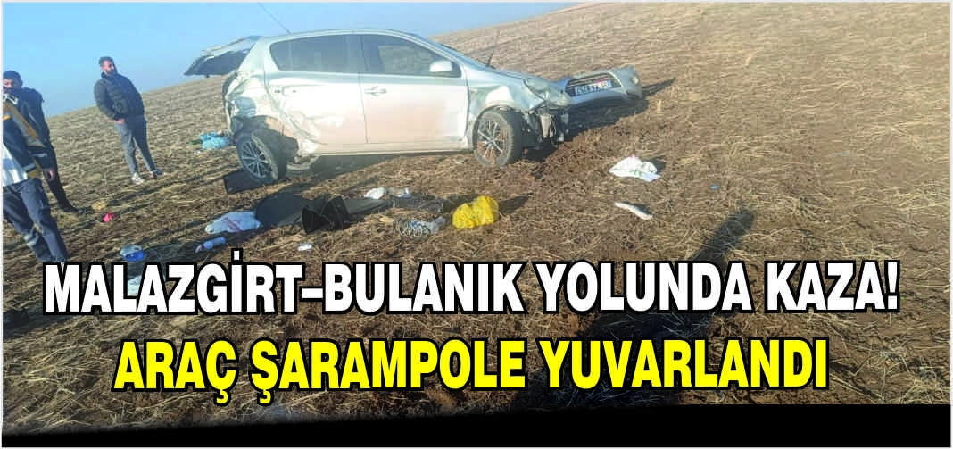 Malazgirt–Bulanık yolunda kaza! Araç şarampole yuvarlandı