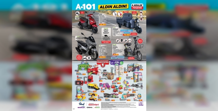 A101'den bomba teknoloji ve motor indirimleri: 4 Aralık kataloğu çıktı!