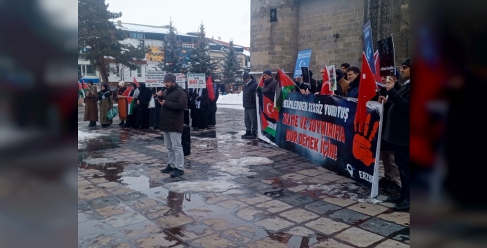 Erzurum'da sağlıkçılar, Gazze için sessiz yürüyüşlerini 115. haftada sürdürdü