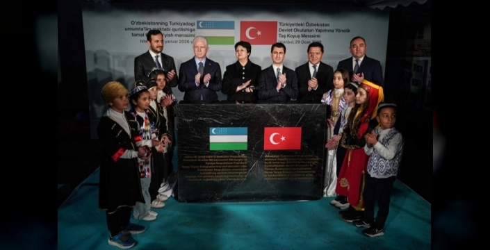 İstanbul'da Özbekistan okulu için temel atıldı, Erdoğan ve Mirziyoyev canlı bağlandı