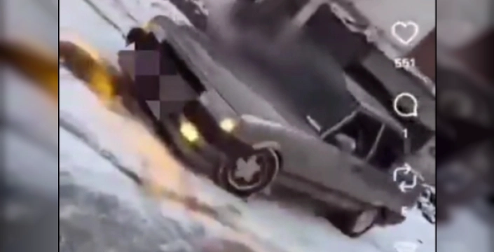 Jandarmadan karda drift yapan sürücüye acımasız müdahale!