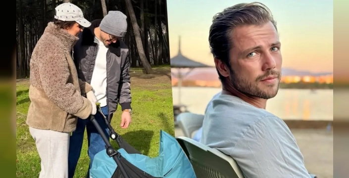 Tolga Sarıtaş'tan ilk aile yürüyüşü: Minik oğlu Ali ile objektiflere poz verdi