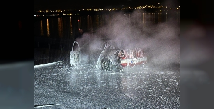 Bitlis'te seyir halindeki otomobil alev aldı