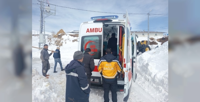 Kars'ta ineğin boynuz darbesiyle yaralanan adam, uzun uğraşlar sonucu hastaneye kaldırıldı