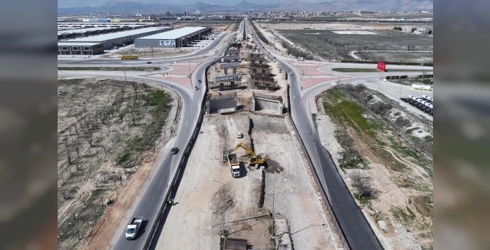 Konya'da Tümosan Kavşağı'nda tramvay hattı çalışmaları hızla devam ediyor
