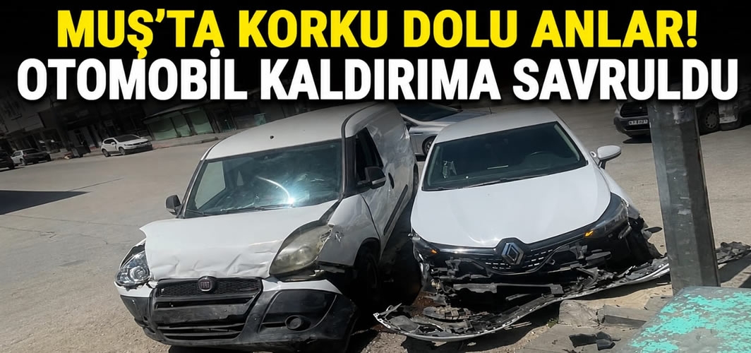 Muş'ta Korku Dolu Anlar! Otomobil Kaldırıma Savruldu