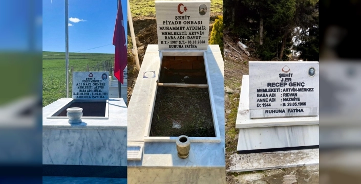 Şehit mezarlarına Artvin'den vefa eli uzandı