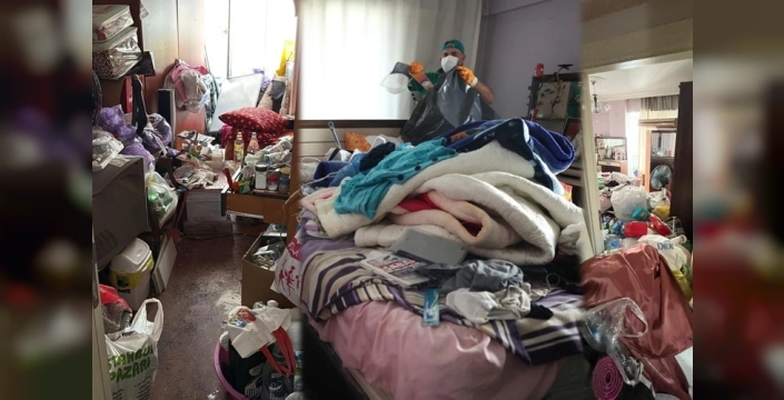 Osmangazi'de çöp evden 5 ton atık çıktı