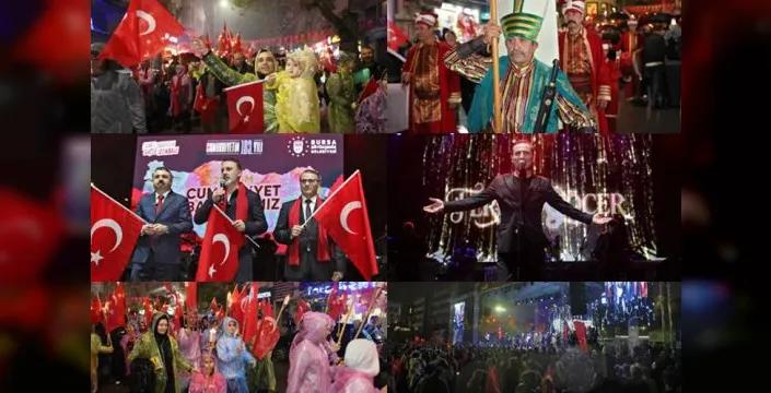 Bursa’da yağmura rağmen Cumhuriyet yürüyüşü ve konser